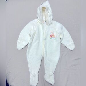 Babycrest Vintage White Hooded Zip Up Bunny Baby Infant, Approx. 3-9 Months